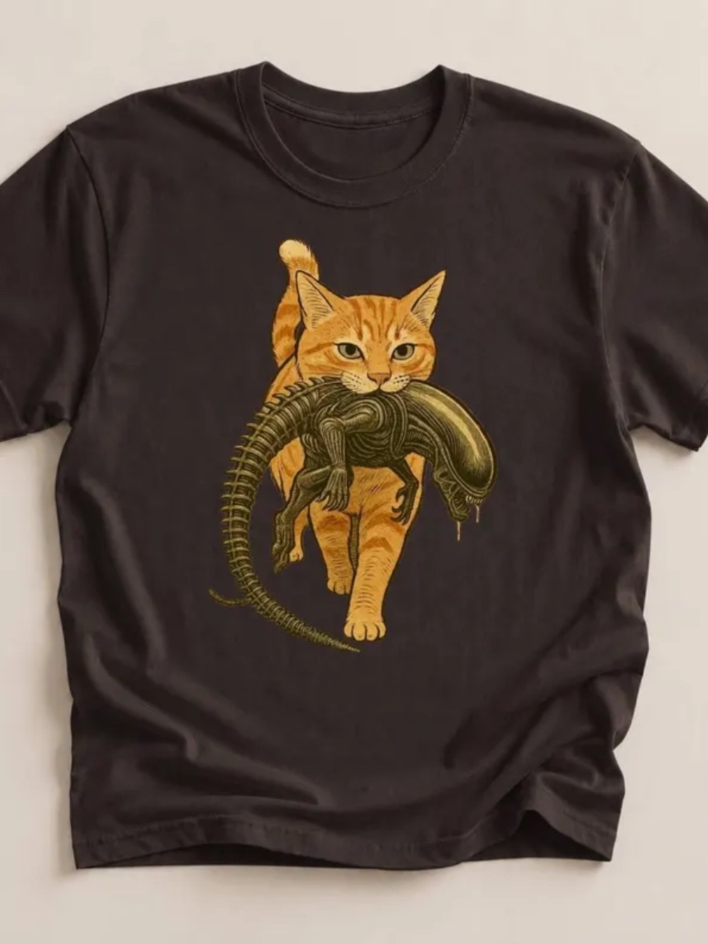 Dark Chocolate Cat Tee - Orange Cat